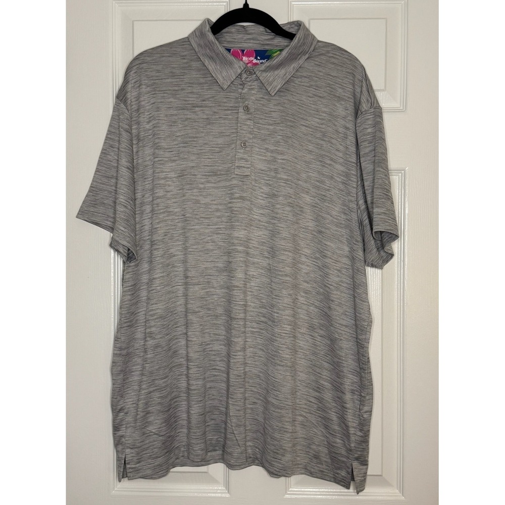 Birdie Bound Gray Golf Polo Shirt Tropical‎ Trim Moisture Wicking Mens 2XL